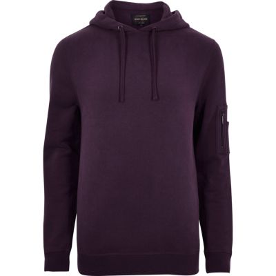 Dark purple zip sleeve hoodie